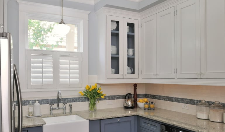 Polywood shutters in a Minneapolis kitchen.
